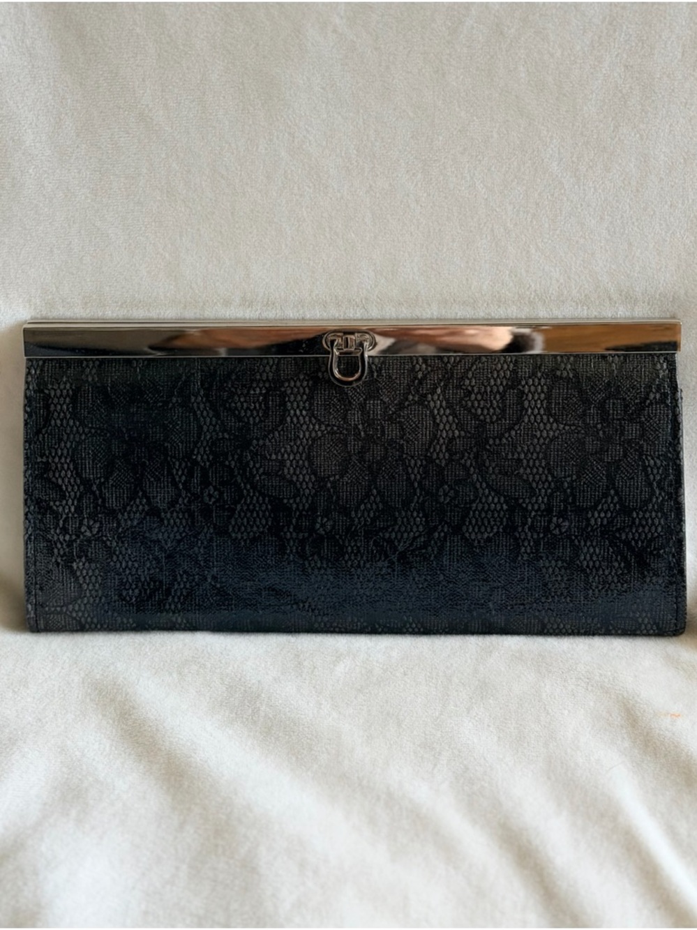 Vintage Black Floral Lace Evening Bag – Silver Hardware